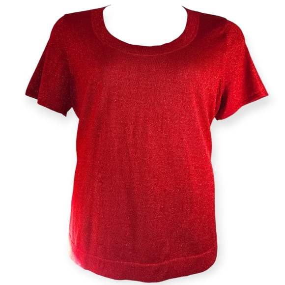 NWOT Judith Hart red silk metallic blouse top Women 1X - Picture 2 of 7